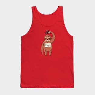 Merry Slothmas // Cute Christmas Sloth with Mistletoe Tank Top